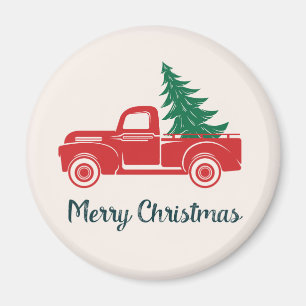 Imã Feliz Natal  Caminhão Vintage Red Pickup