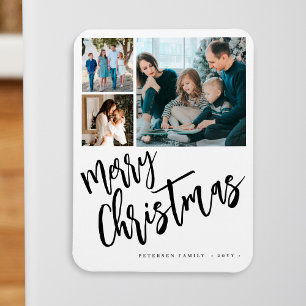 Ímã Feliz Natal colagem de fotos da família moderna