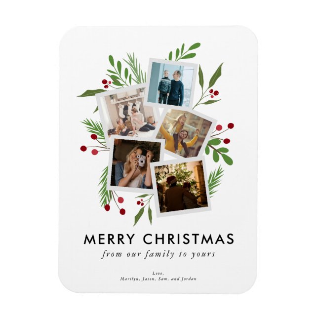Ímã Feliz Natal Colagem Personalizada Holly Moderna (Vertical)