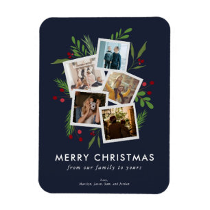 Ímã Feliz Natal Colagem Personalizada Holly Moderna