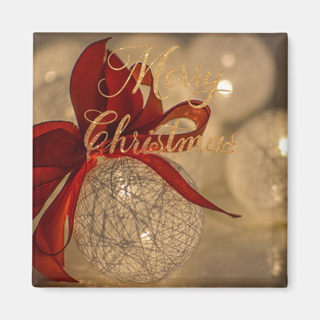 Imã Feliz Natal com bolas de luz (Frente)