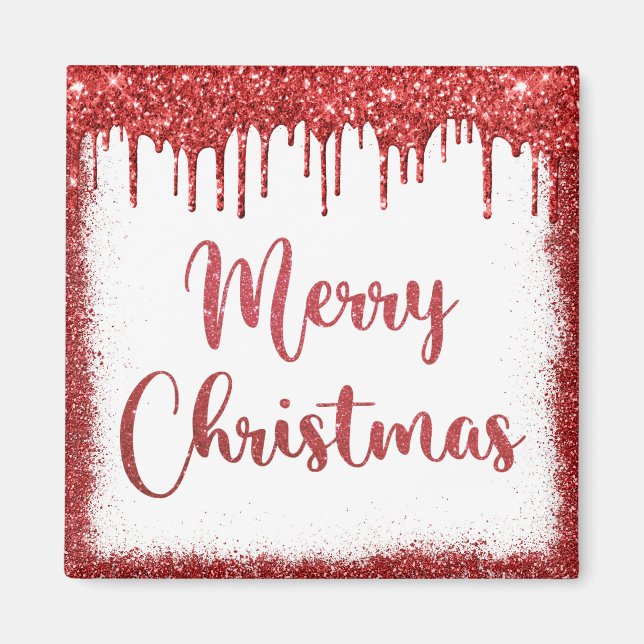 Imã Feliz Natal com brilho vermelho (Frente)