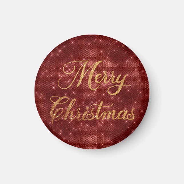 Imã Feliz Natal com brilho vermelho (Frente)