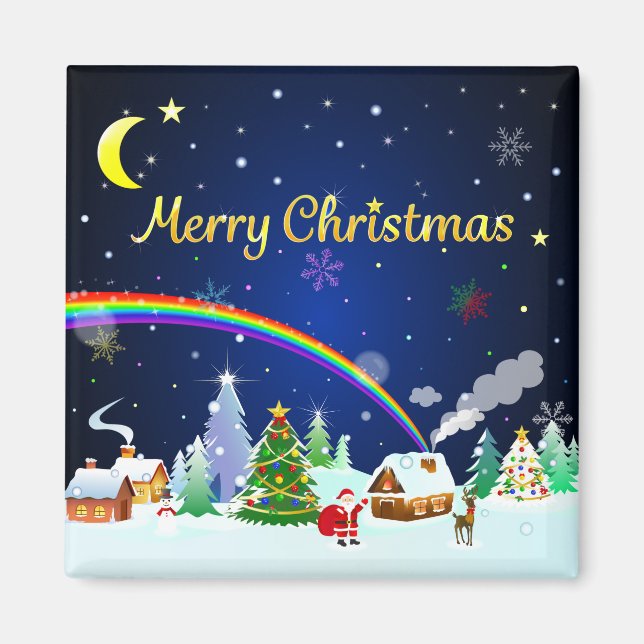 Imã Feliz Natal com Crescent Moon (Frente)