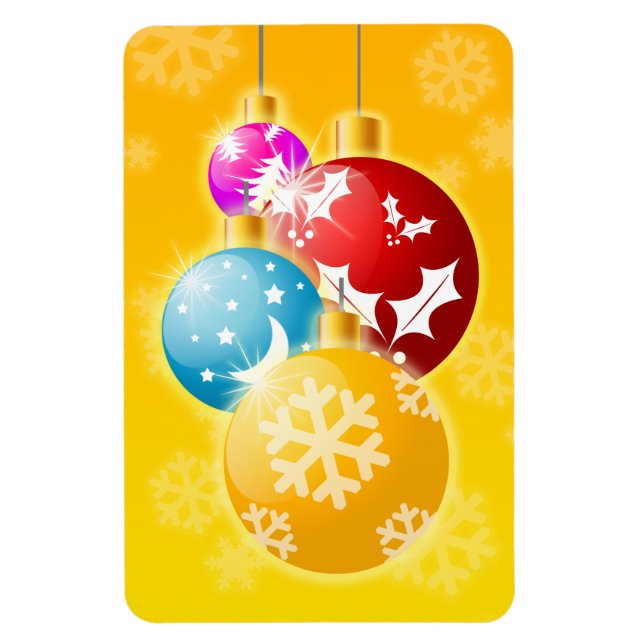 Ímã Feliz Natal com Ornamentos Festivos de Férias (Vertical)