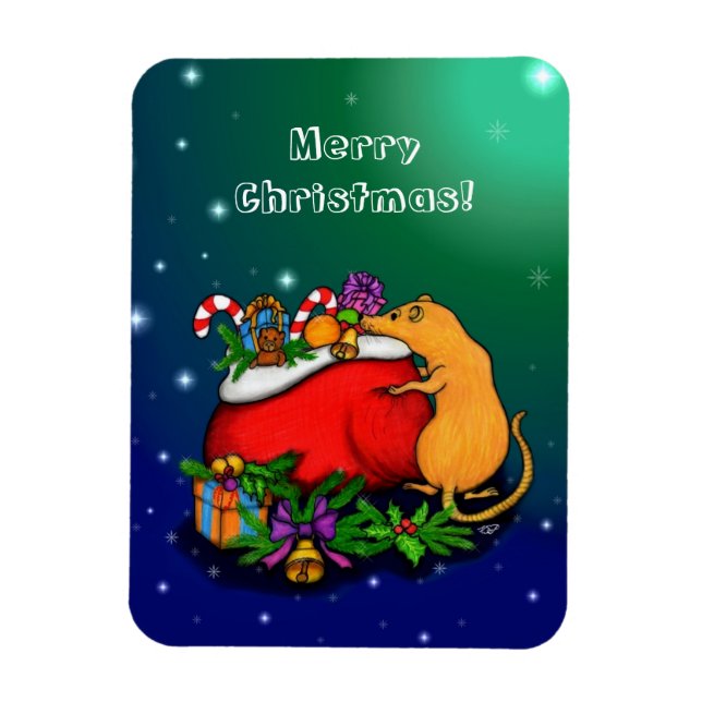 Ímã Feliz Natal com Rat Prince (Vertical)