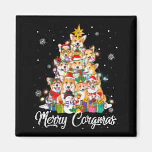 Imã Feliz Natal Corgi Árvore de Natal Luzes de Fada Do