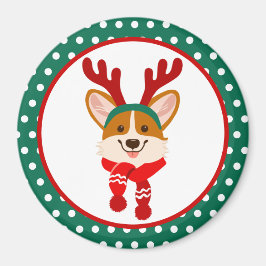 Imã Feliz Natal Corgi Dog Magnet