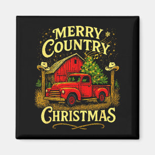 Imã Feliz Natal Country Caminhão Antigo e Celeiro Hol