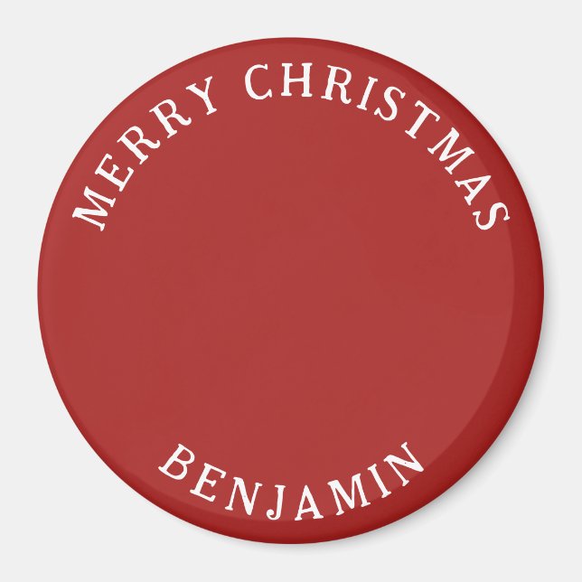 Imã Feliz Natal, Crianças Foto E Nome Vermelho (Frente)