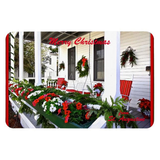 Ímã Feliz Natal da Sunny Rua Augustine Florida (Horizontal)