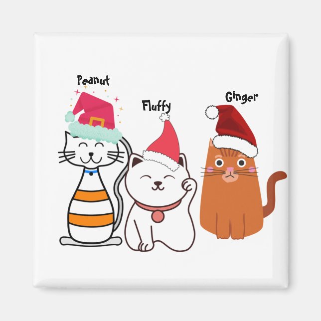 Imã Feliz Natal de Gatinho Personalizado (Frente)