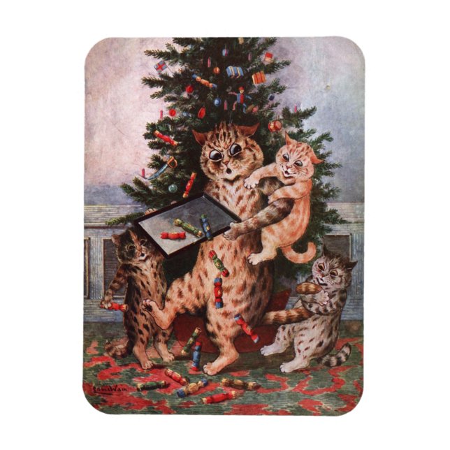 Ímã Feliz Natal de Louis Wain (Vertical)