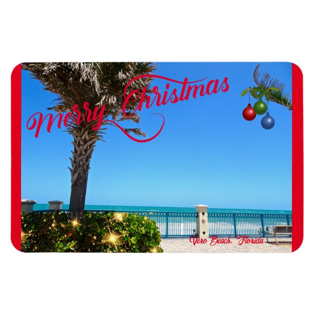 Ímã Feliz Natal de Vero Beach Oceanfront (Horizontal)