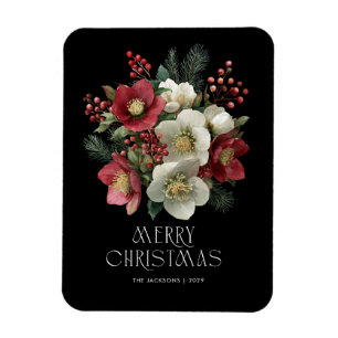 Ímã Feliz Natal - Design de Natal Feliz Hellebory Holi