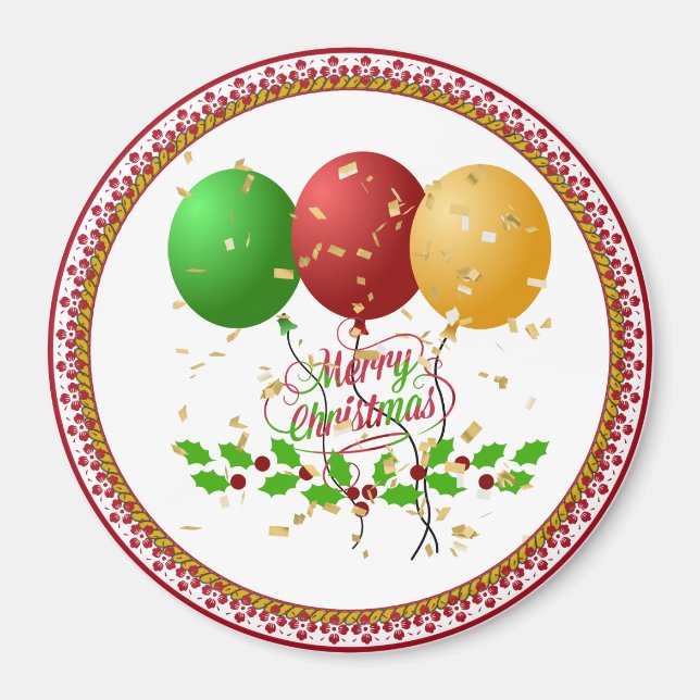 Imã Feliz Natal, design festivo, (Frente)