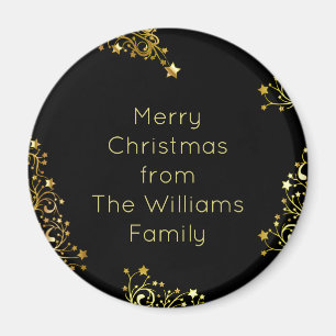 Imã Feliz Natal do Add Your Name Black Dourado