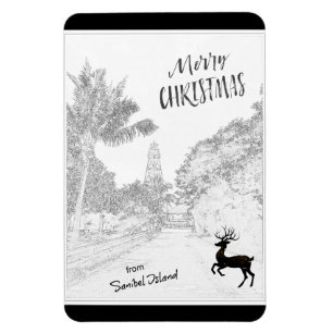 Ímã Feliz Natal do Farol da Ilha Sanibel FL