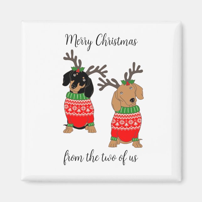 Imã Feliz Natal Dois Dachshances Desenterrados (Frente)