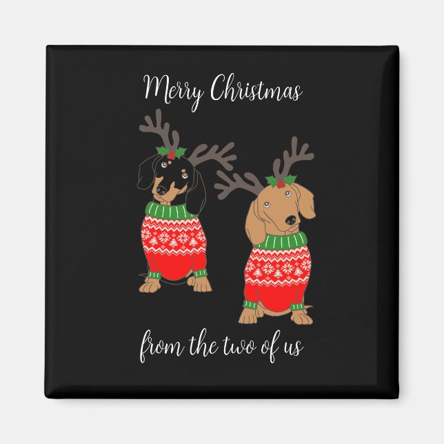 Imã Feliz Natal Dois Dachshances Desenterrados (Frente)