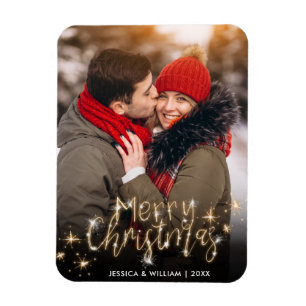 Ímã Feliz Natal Dourado Scripts Sparkle Saudação
