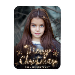 Ímã Feliz Natal Dourado Scripts Sparkle Saudação
