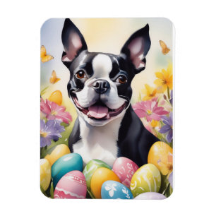 Ímã Feliz Natal em Boston Terrier