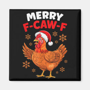 Imã Feliz Natal Engraçado Papai Noel Galinha