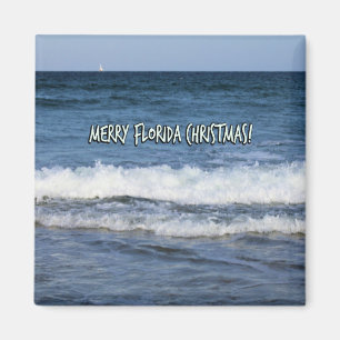 Imã Feliz Natal Estilo Flórida Sobre o Oceano Azul Pro