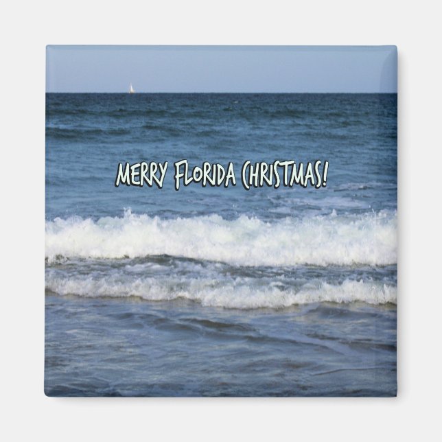 Imã Feliz Natal Estilo Flórida Sobre o Oceano Azul Pro (Frente)