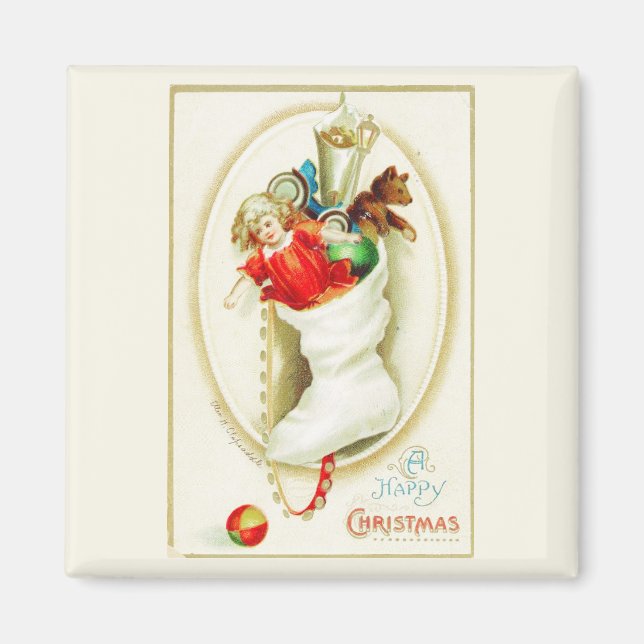 Imã Feliz Natal estocando o ímã da vindima (Frente)