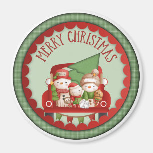 Imã Feliz Natal Família de Neve