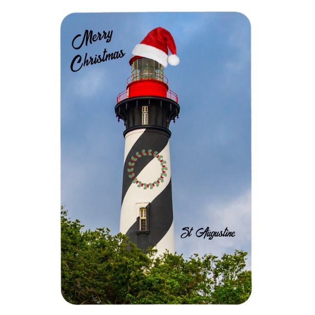 Ímã Feliz Natal Farol de St Augustine Florida  (Vertical)