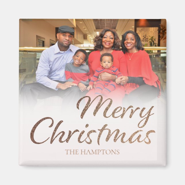 Imã Feliz Natal Faux Dourado Nome de Foto do CHEIO Gli (Frente)