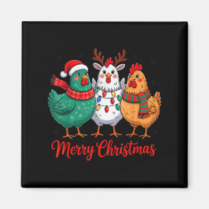 Imã Feliz Natal Fazendeiro de Frango Animal Chapéu do