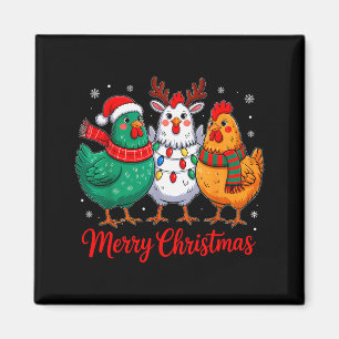 Imã Feliz Natal Fazendeiro de Frango Animal Papai Noel