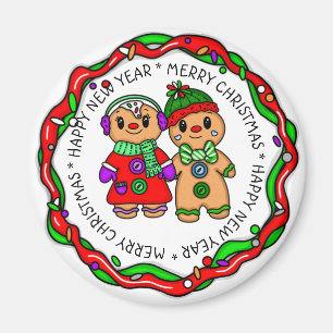 Imã Feliz Natal FELIZ ANO NOVO Homem-Pão-Gingerido