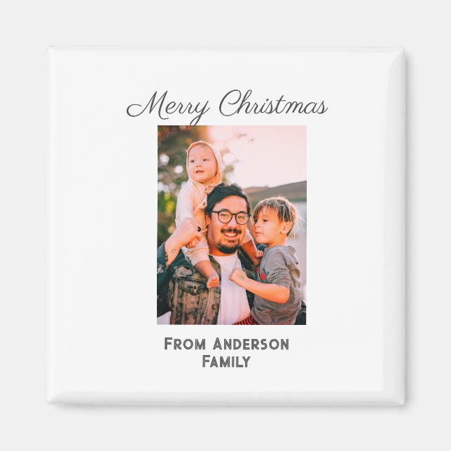 Imã Feliz Natal foto do amor moderno família simples m (Frente)