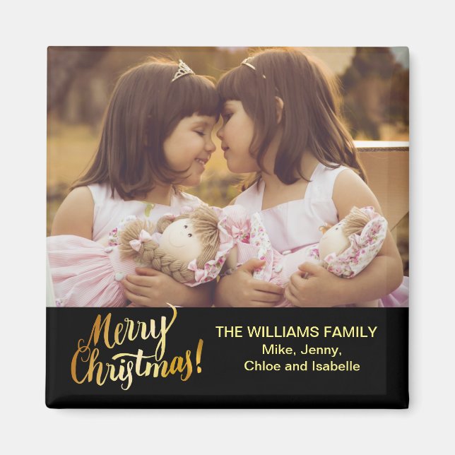 Imã Feliz Natal Foto Personalizada da Família (Frente)