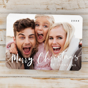 Ímã Feliz Natal Foto Simples da Tipografia Moderna