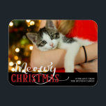 Ímã Feliz Natal Gato Adicione Sua Foto Personalizada<br><div class="desc">Feliz Gato De Natal Adiciona Sua Foto Personalizada - Tipografia De Feriado Com Uma Citação De Feriado Divertido E Sua Fotografia. Com o texto do script de tendência em Vermelho Brilho e Cinzas. Uma citação engraçada e fofa para os Pet-Lovers de Natal, feriados e época de inverno. Divertido para toda...</div>