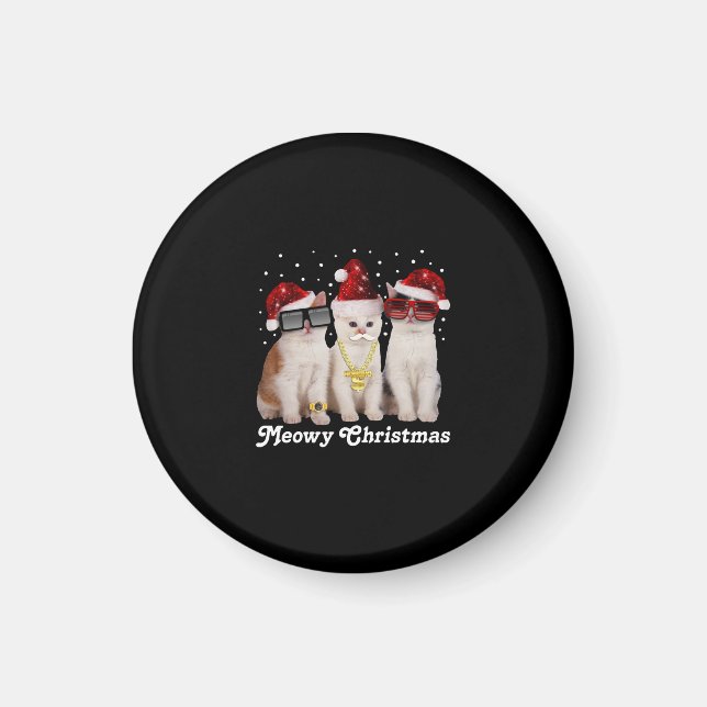 Imã Feliz Natal | Gato Gato Com Papai Noel (Frente)