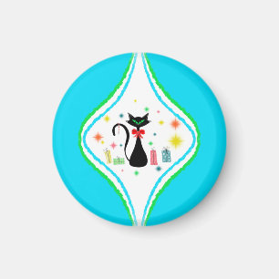 Imã Feliz Natal Gato Siames Retro