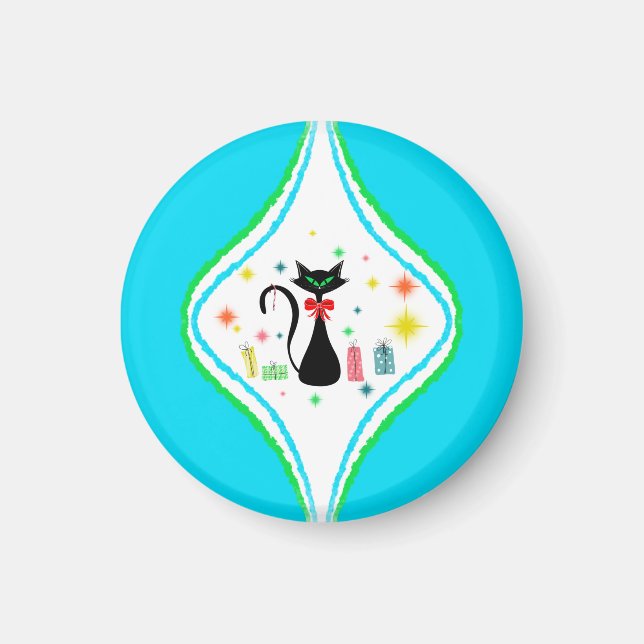 Imã Feliz Natal Gato Siames Retro  (Frente)