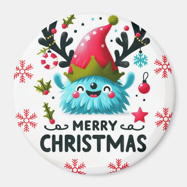 Imã Feliz Natal Gelado Monstro do Sapo Fluffy (Frente)