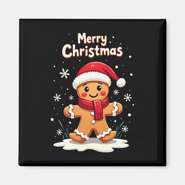 Imã Feliz Natal Gingerbird Cookie Baking Girls Fu (Frente)