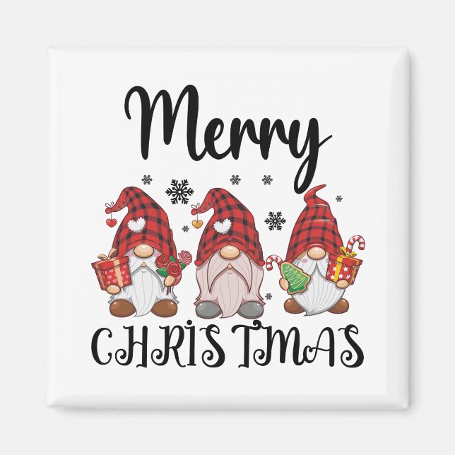 Imã Feliz Natal Gnomies Gnomos de Natal  (Frente)