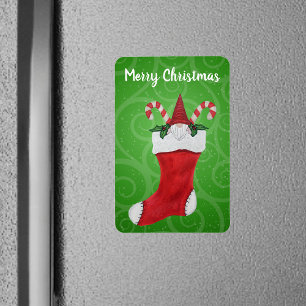 Ímã Feliz Natal Gnomo Nadando Verde
