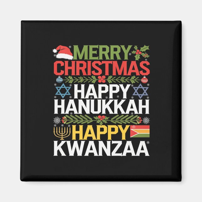 Imã Feliz Natal Hanukkah Feliz Kwanzaa 13 (Frente)
