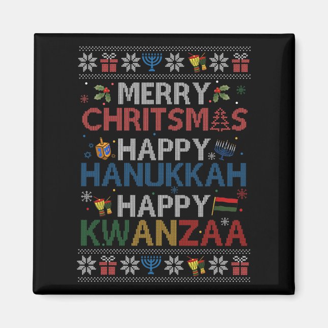 Imã Feliz Natal Hanukkah Feliz Kwanzaa 6 (Frente)
